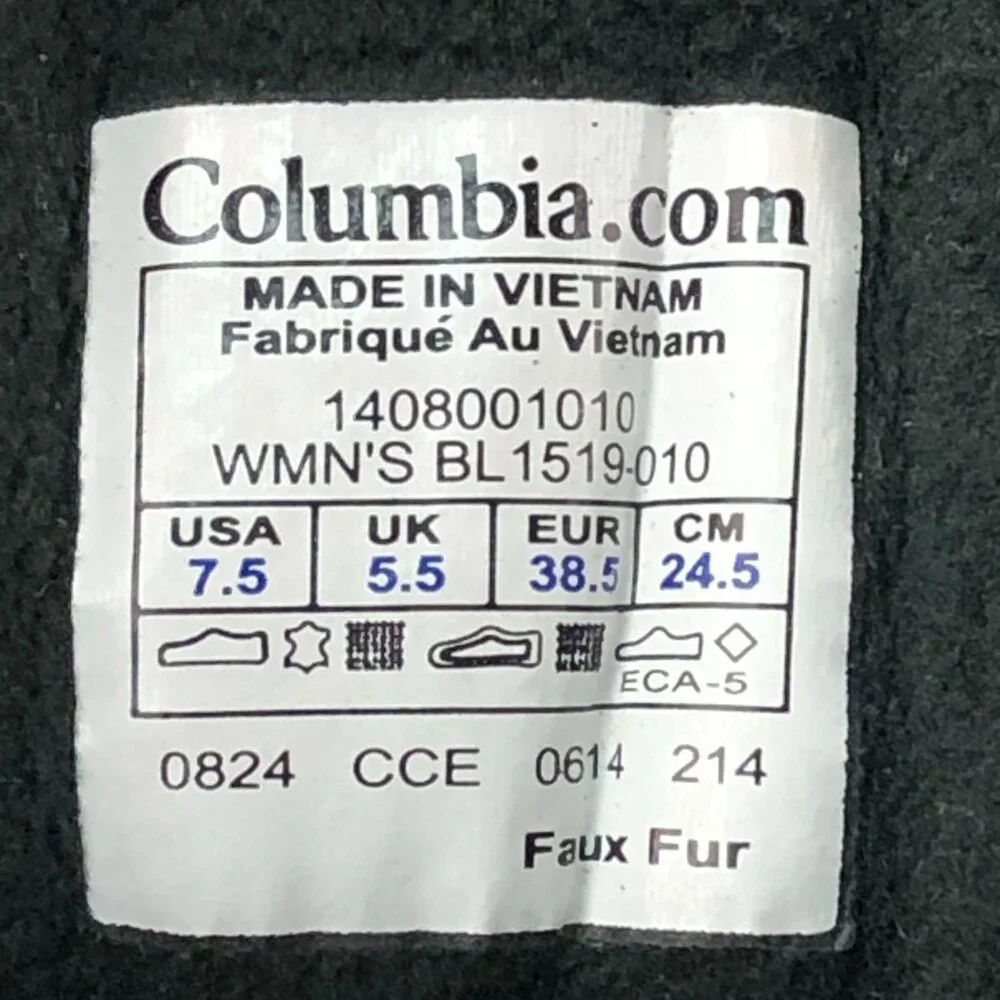 Columbia Women's Size 7.5 Sierra Summette Black Leather Faux Fur Winter Boots